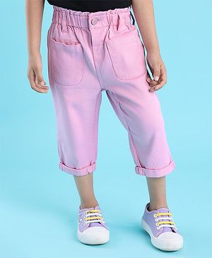 Babyhug Cotton Stretchable Capri Solid- Lilac