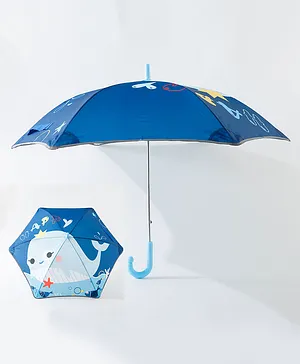 Babyhug Whale Print Umbrella  Free Size - Navy Blue