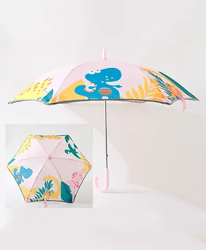 Babyhug Dino Print Umbrella  Free Size - Pink