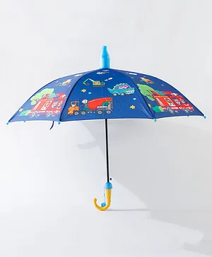 Babyhug Free Size Umbrella Construction Vehicles Print - Multicolour