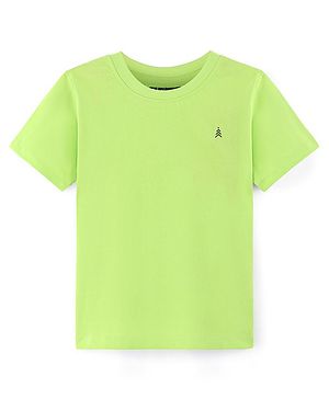 Pine Kids 100% Cotton Knit Half Sleeves Bio Washed Solid Color T-Shirt - Lime Punch