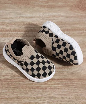 Jazzy Juniors Unisex Checkered Casual Shoes - Beige