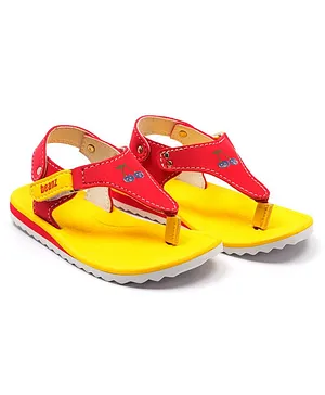 Beanz Unisex Cherry Printed Angel Velcro Sandals - Yellow Red