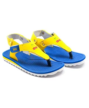 Beanz Unisex Cherry Printed Angel Velcro Sandals - Yellow Blue