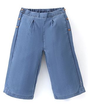 Babyhug Cotton Denim Ankle Length Solid Colour Culottes- Blue