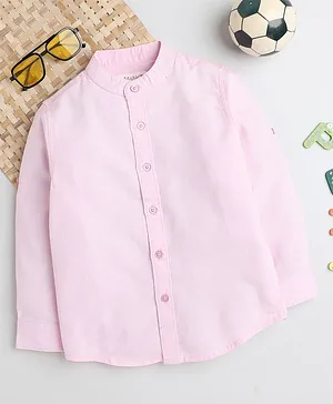 MANET Full Sleeves Solid Shirt - Pink