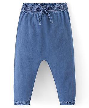 Babyhug Denim Full Length Stretchable Jogger Solid Colour - Light Blue