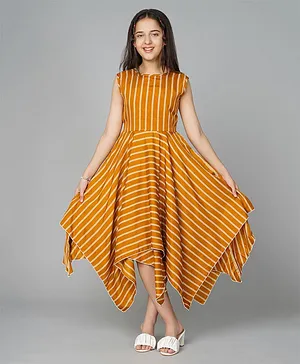 Bolly Lounge Sleeveless Striped High Low Dress - Yellow