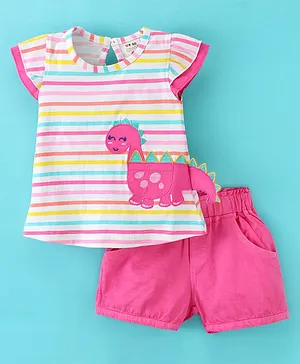 U R CUTE Cap Sleeves Dinosaur Patch Appliqued Top and Shorts - Rani