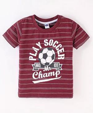 Teddy Sinker Cotton Half Sleeves T-Shirt Text Print - Maroon