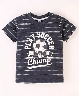 Teddy Sinker Cotton Half Sleeves T-Shirt Text Print - Black