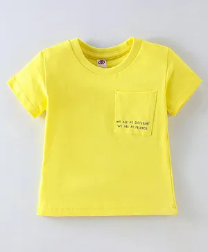 Zero Sinker Half Sleeves T-Shirt with Text Print - Yellow