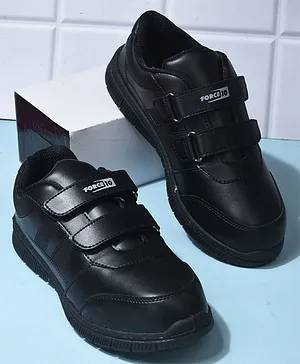 Liberty Solid Velcro Closure School Shoes - Black
