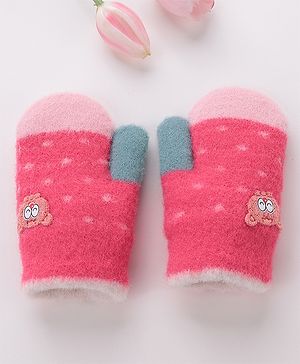 Babyhug Gloves With Animal Patch - Dark Pink