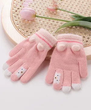 Babyhug Gloves With Bear Design -Pink
