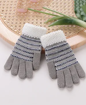 Babyhug Striped Gloves - Grey