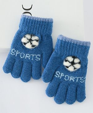 Babyhug Gloves With Football Design - Dark Blue