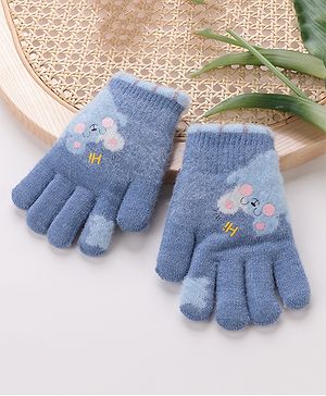 Babyhug Gloves With Bear Design - Blue