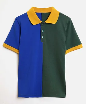 Whistle & Hops Half Sleeves Solid Colour Blocked Polo Tee - Multi Colour