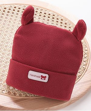 Babyhug Woollen Cap With  Ear Design - Maroon