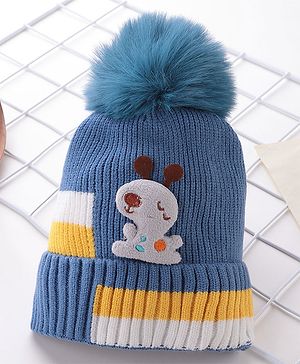 Babyhug Pom Pom Woollen Cap Puppy Design - Blue