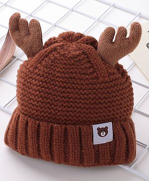Babyhug Woolen Cap Horn Design - Brown