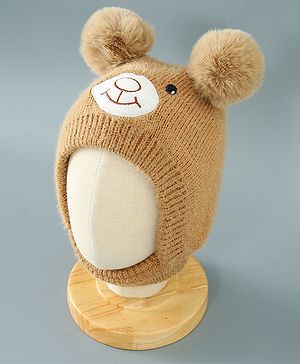 Babyhug Woollen Cap Bear Design - Brown