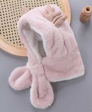Babyhug Woollen Cap With  Giraffe  Design - Pink