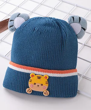 Babyhug Tiger Applique 3D Ears Cap Small Size - Blue