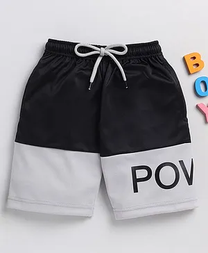 TOONYPORT Power Text Placement Printed Colour Blocked Shorts - Black
