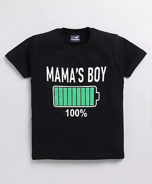 TOONYPORT Family Theme Half Sleeves Mamas Boy Text Printed Tee - Black