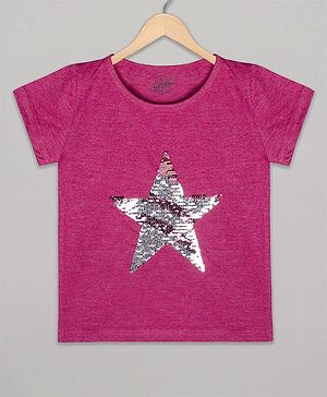 The Sandbox Clothing Co Half Sleeves Star Sequins Embellished Tee - Pink