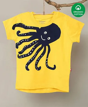 Nino Bambino 100% Cotton Half Sleeves Baby Octopus Printed Tee - Yellow