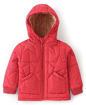 Babyhug Woven Full Sleeves Solid Color Hoodie - Red