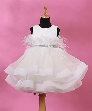 Casa Ninos White Feather Dress For Girls
