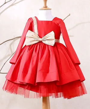 Casa Ninos Red Dress with bow For Girls
