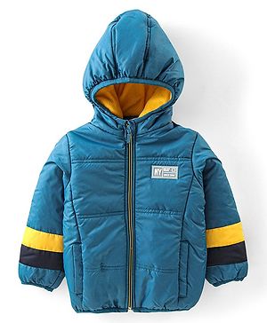 Babyhug Full Sleeves Hooded & Padded Jacket Solid- Teal