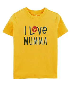 Zeezeezoo Half Sleeves Mom & Baby Theme I Love Mumma Printed Tee - Yellow