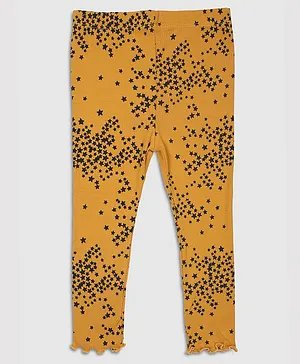 Nins Moda Seamless Star Printed Capri Leggings - Mustard Yellow