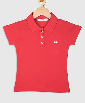 Nins Moda Short Sleeves Solid Polo Tee - Red