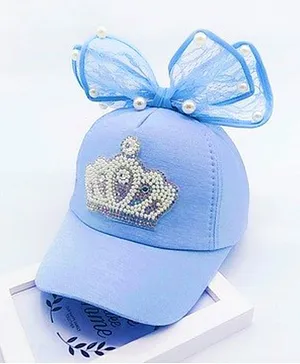 Tipy Tipy Tap Pearl Embellished Crown Design Patch Baseball Cap - Blue