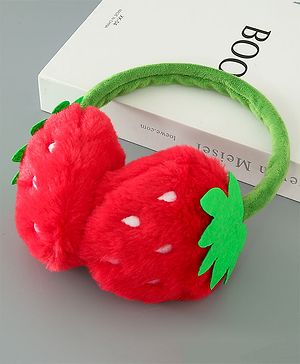 Babyhug Ear Muffs with Strawberry Design - Red & Green