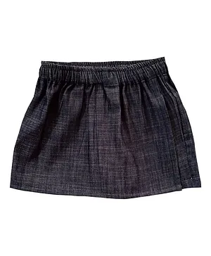 Snowflakes Seamless Distinct Lines Designed Denim Skorts - Dark Grey
