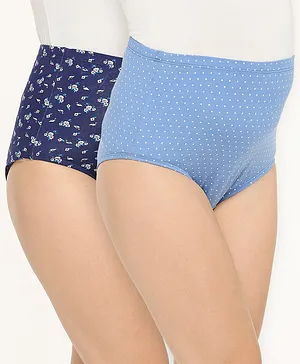 Bella Mama Cotton Elastane High Coverage Panty Set Pack of 2 Dot & Floral Print (Colour May Vary)