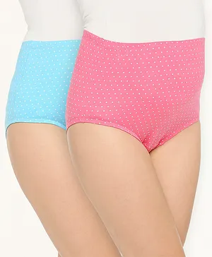 Bella Mama Cotton Elastane High Coverage Panty Set Pack of 2 Dot Print (Colour May Vary)
