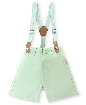Babyhug Cotton Mid Thigh Shorts with Suspender - Blue