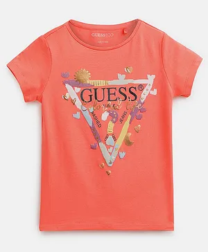 Guess Half Sleeves Colourful Life Foil Printed Tee - Pink