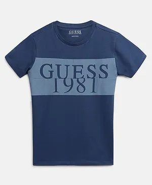Guess Half Sleeves 1981 Number Printed T Shirt - Blue