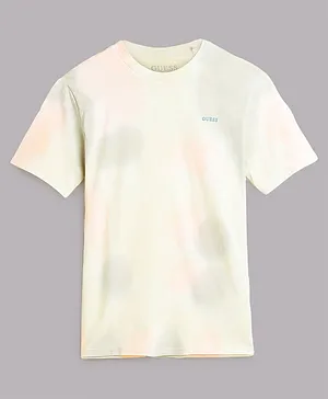 Guess Half Sleeves Tie Dye Guess Brand Name Detailed Tee - Multi Colour