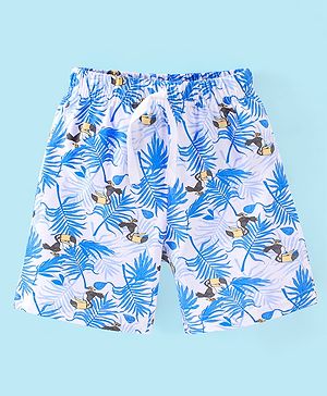 Babyhug Cotton Jersey Knee Length Shorts Tropical Toucan Bird Print -  Blue